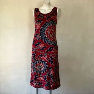 Peruvian Connection | Pima Cotton Floral Scoop Neck Midi Dress